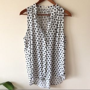 Anthropologie Bella Dahl Black and White Polka Dot Sleeveless Top Size Medium